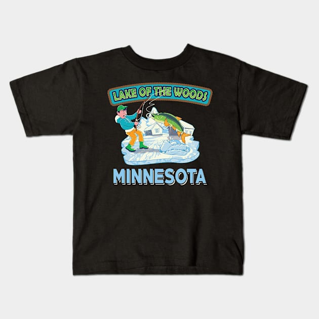 Walleye Fish Lake of the woods Minnesota Fishing T-shirt Kids T-Shirt by tmuzaa